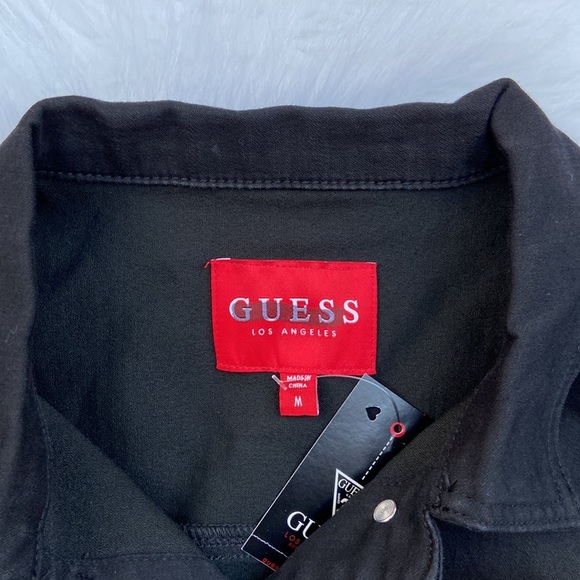 New GUESS Masha Rhinestone Denim Jacket Black SZ M - Picture 2 of 6